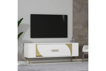 Olyra TV-benk 120 cm - Hvit/Gull - Møbler - TV- & Mediamøbler - TV benk & mediabenk