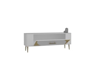 Olyra TV-benk 120 cm - Hvit/Gull - Møbler - TV- & Mediamøbler - TV benk & mediabenk