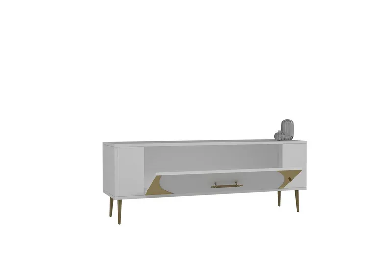 Olyra TV-benk 120 cm - Hvit/Gull - Møbler - TV- & Mediamøbler - TV benk & mediabenk