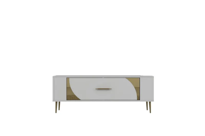 Olyra TV-benk 120 cm - Hvit/Gull - Møbler - TV- & Mediamøbler - TV benk & mediabenk