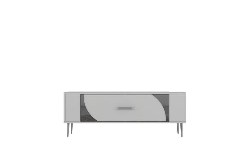 Olyra TV-benk 120 cm - Hvit/Sølv - Møbler - TV- & Mediamøbler - TV benk & mediabenk