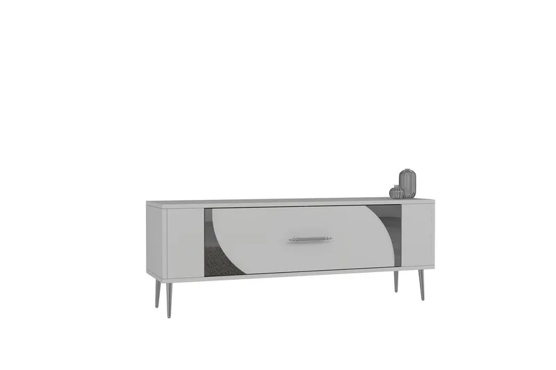 Olyra TV-benk 120 cm, Hvit/Sølv