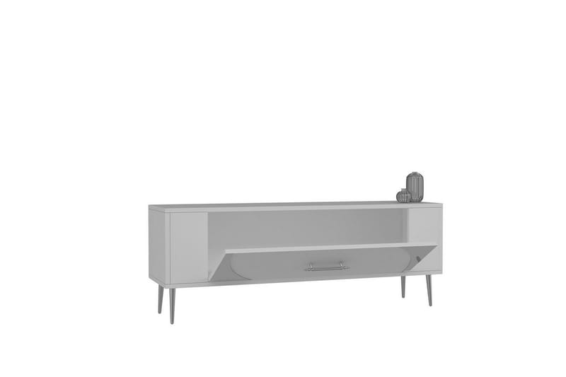 Olyra TV-benk 120 cm - Hvit/Sølv - Møbler - TV- & Mediamøbler - TV benk & mediabenk