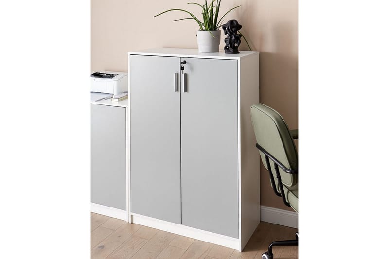 Oppbevaringsenhet Zehna Grå, hvit, 80x40x117 cm - Grå, hvit, 80x40x117 cm - Møbler - TV- & Mediamøbler - Mediestativ & veggfeste - TV-veggfeste