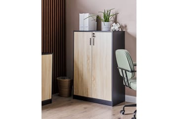Oppbevaringsenhet Zehna Lyst tre, svart, 80x40x117 cm - Lyst tre, svart, 80x40x117 cm - Møbler - TV- & Mediamøbler - Mediestativ & veggfeste - TV-veggfeste