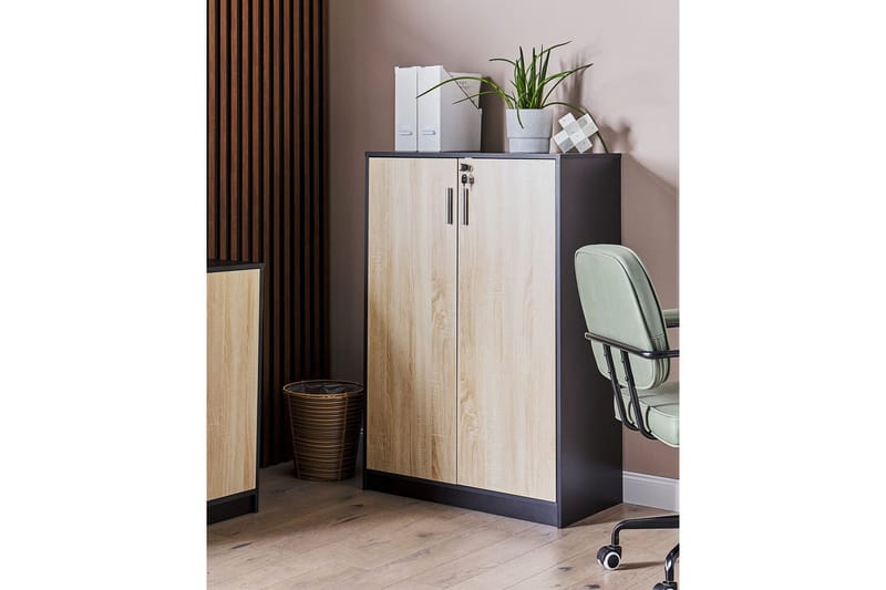 Oppbevaringsenhet Zehna Lyst tre, svart, 80x40x117 cm - Lyst tre, svart, 80x40x117 cm - Møbler - TV- & Mediamøbler - Mediestativ & veggfeste - TV-veggfeste