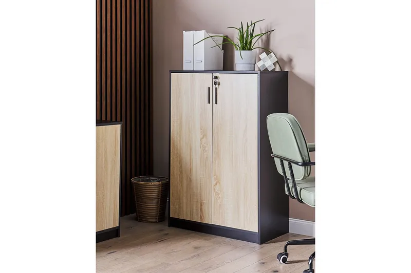 Oppbevaringsenhet Zehna Lyst tre, svart, 80x40x117 cm - Lyst tre, svart, 80x40x117 cm - Oppbevaring - Skap - Oppbevaringsskap