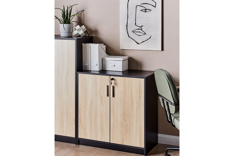 Oppbevaringsenhet Zehna Lyst tre, svart, 80x40x80 cm - Lyst tre, svart, 80x40x80 cm - Møbler - TV- & Mediamøbler - Mediestativ & veggfeste - TV-veggfeste