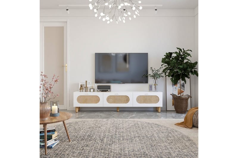 Ossin TV-benk 180 cm - Hvit - Møbler - TV- & Mediamøbler - TV benk & mediabenk