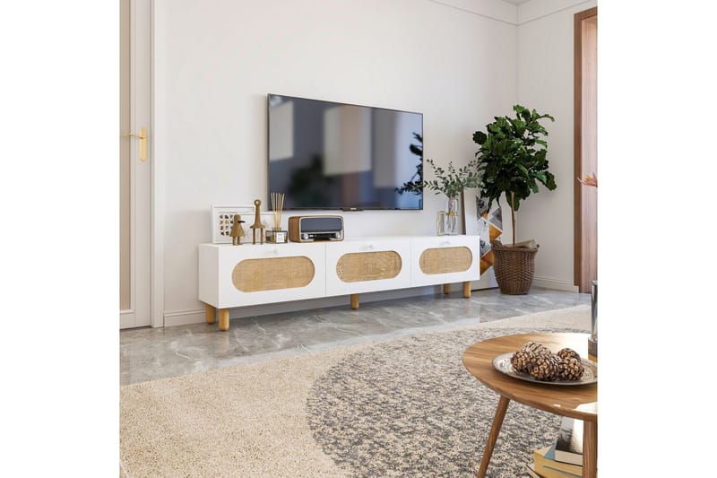 Ossin TV-benk 180 cm - Hvit - Møbler - TV- & Mediamøbler - TV benk & mediabenk