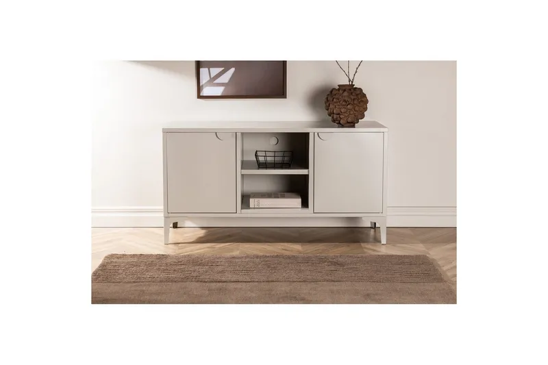 Piring Gulvstående TV-benk 120 cm med Oppbevaring i Metall - Beige - Møbler - TV- & Mediamøbler - TV benk & mediabenk