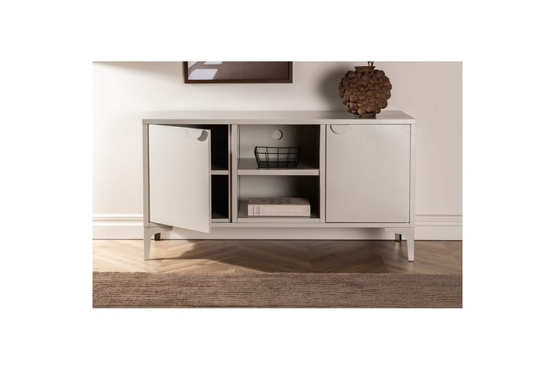 Piring Gulvstående TV-benk 120 cm med Oppbevaring i Metall - Beige - Møbler - TV- & Mediamøbler - TV benk & mediabenk