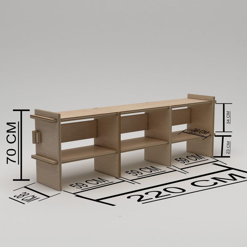 Ropira TV-benk 220 cm - Naturlig tre - Møbler - TV- & Mediamøbler - Mediestativ & veggfeste - TV-veggfeste