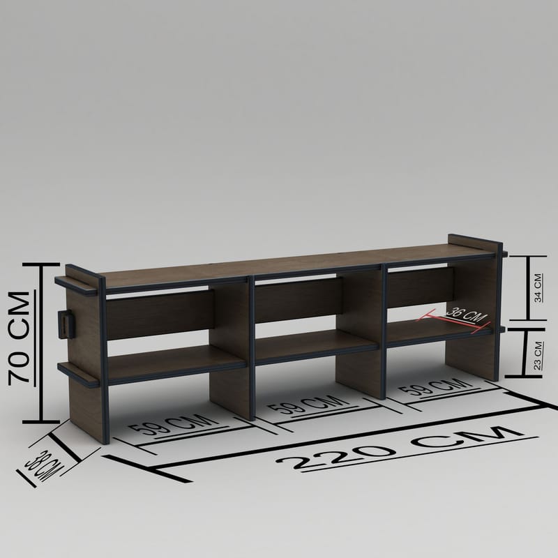 Ropira TV-benk 220 cm - Valnøtt - Møbler - TV- & Mediamøbler - Mediestativ & veggfeste - TV-veggfeste