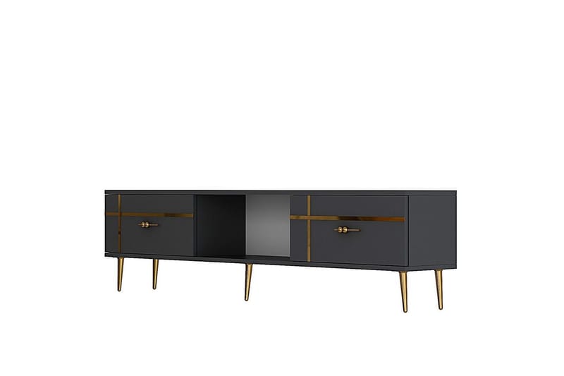 Safiya TV-benk 150 cm - Antrasitt/Gull - Møbler - TV- & Mediamøbler - TV benk & mediabenk