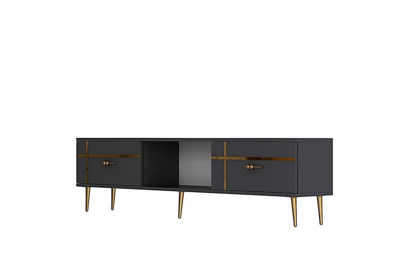 Safiya TV-benk 150 cm - Antrasitt/Gull - Møbler - TV- & Mediamøbler - TV benk & mediabenk