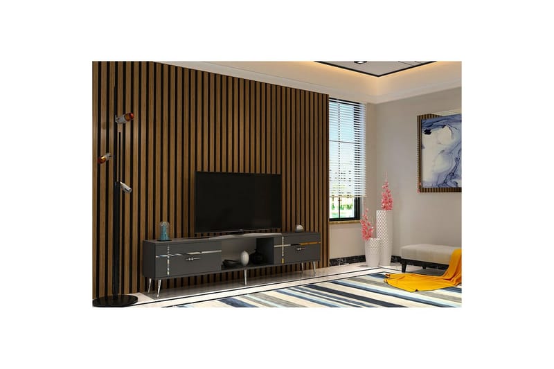 Safiya TV-benk 150 cm - Antrasitt/Sølv - Møbler - TV- & Mediamøbler - TV benk & mediabenk