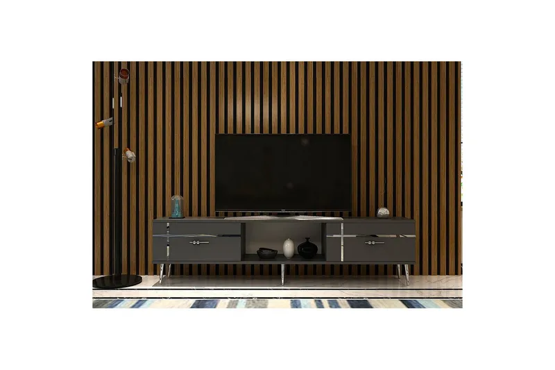 Safiya TV-benk 150 cm - Antrasitt/Sølv - Møbler - TV- & Mediamøbler - TV benk & mediabenk