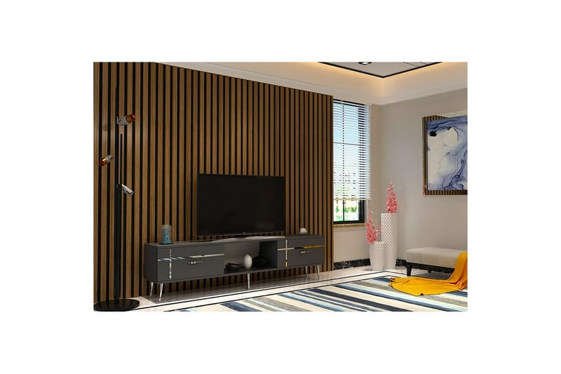 Safiya TV-benk 150 cm - Antrasitt/Sølv - Møbler - TV- & Mediamøbler - TV benk & mediabenk