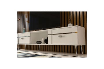 Safiya TV-benk 150 cm - Hvit/Sølv - Møbler - TV- & Mediamøbler - TV benk & mediabenk
