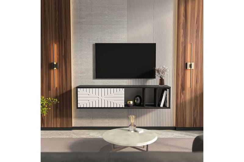 Saller TV-benk 140 cm - Sort/Hvit - Møbler - TV- & Mediamøbler - TV benk & mediabenk