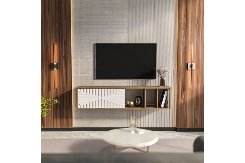Saller TV-benk 140 cm - Valnøtt/Hvit - Møbler - TV- & Mediamøbler - TV benk & mediabenk