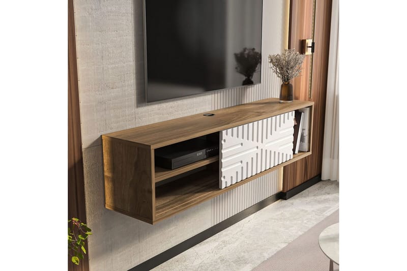Saller TV-benk 140 cm - Valnøtt/Hvit - Møbler - TV- & Mediamøbler - TV benk & mediabenk