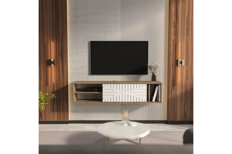 Saller TV-benk 140 cm - Valnøtt/Hvit - Møbler - TV- & Mediamøbler - TV benk & mediabenk