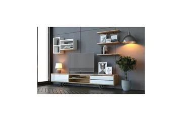 Seyra Tv-stativ 45 cm - Hvit/Eik - Møbler - TV- & Mediamøbler - Mediestativ & veggfeste - TV-veggfeste