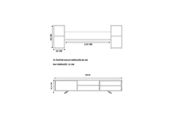 Seyra Tv-stativ 45 cm - Hvit/Eik - Møbler - TV- & Mediamøbler - TV-møbelsett