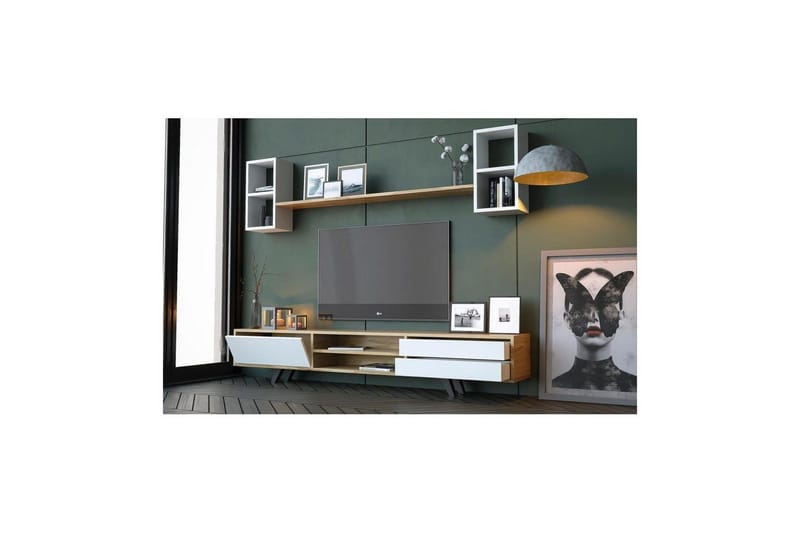 Seyra Tv-stativ 45 cm - Hvit/Eik - Møbler - TV- & Mediamøbler - TV-møbelsett