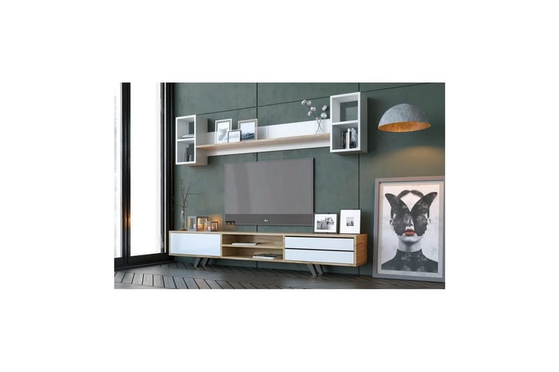 Seyra Tv-stativ 45 cm - Hvit/Eik - Møbler - TV- & Mediamøbler - Mediestativ & veggfeste - TV-veggfeste