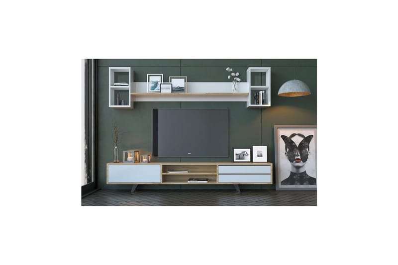 Seyra Tv-stativ 45 cm - Hvit/Eik - Møbler - TV- & Mediamøbler - Mediestativ & veggfeste - TV-veggfeste