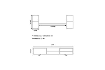 Seyra Tv-stativ 45 cm - Hvit/Eik - Møbler - TV- & Mediamøbler - Mediestativ & veggfeste - TV-veggfeste