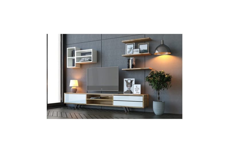 Seyra Tv-stativ 45 cm - Hvit/Eik - Møbler - TV- & Mediamøbler - Mediestativ & veggfeste - TV-veggfeste