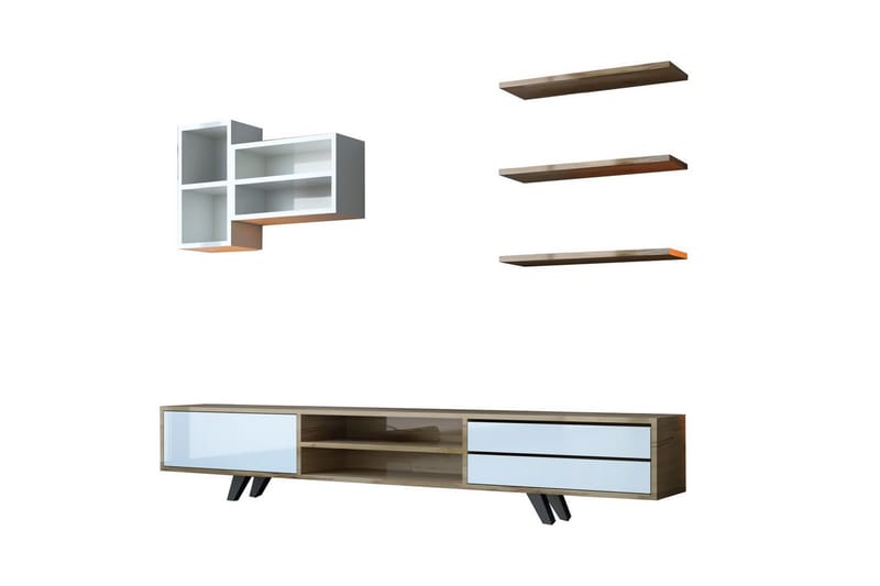 Seyra Tv-stativ 45 cm - Hvit/Eik - Møbler - TV- & Mediamøbler - Mediestativ & veggfeste - TV-veggfeste