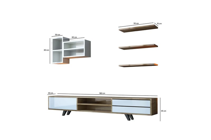 Seyra Tv-stativ 45 cm - Hvit/Eik - Møbler - TV- & Mediamøbler - Mediestativ & veggfeste - TV-veggfeste