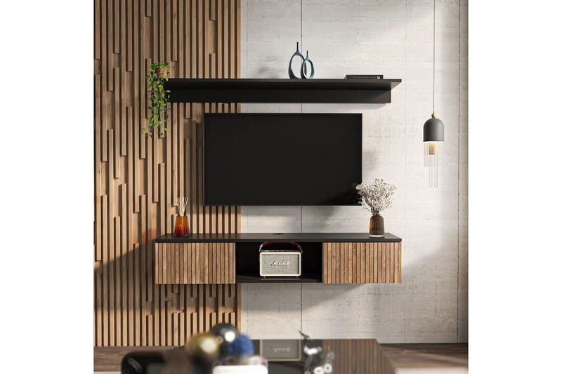Sovric TV-benk 140 cm - Natur/Sort - Møbler - TV- & Mediamøbler - TV benk & mediabenk