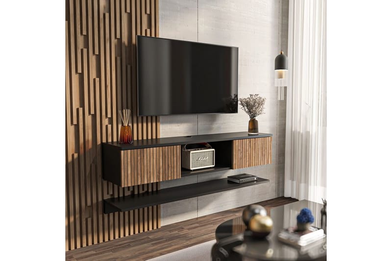 Sovric TV-benk 140 cm - Natur/Sort - Møbler - TV- & Mediamøbler - TV benk & mediabenk