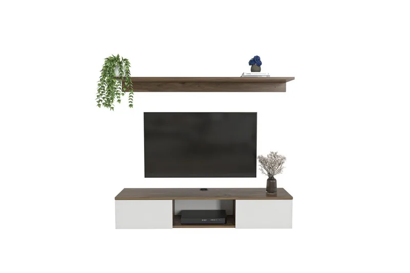 Sovric TV-benk 140 cm, Valnøtt/Hvit