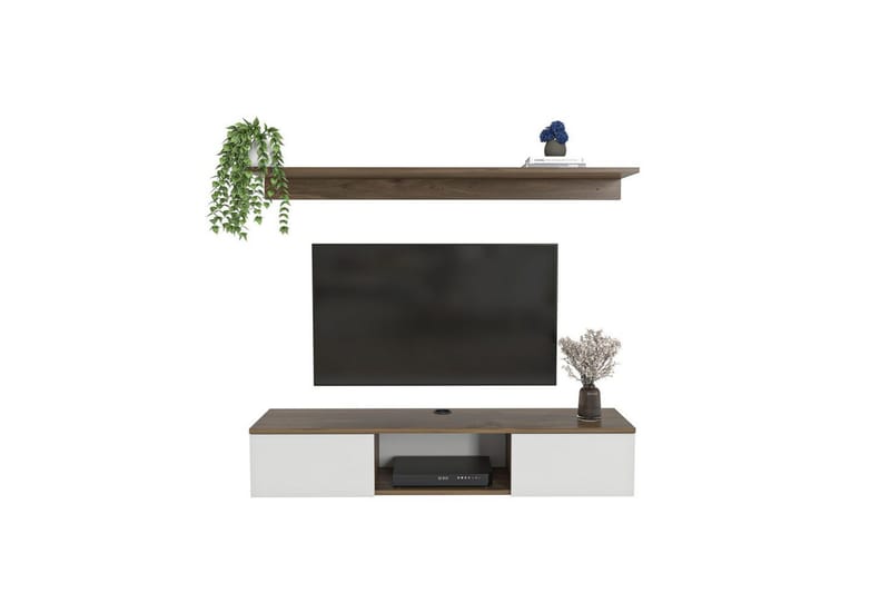 Sovric TV-benk 140 cm - Valnøtt/Hvit - Møbler - TV- & Mediamøbler - TV benk & mediabenk