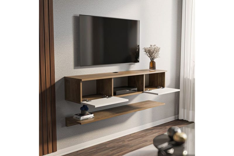 Sovric TV-benk 140 cm - Valnøtt/Hvit - Møbler - TV- & Mediamøbler - TV benk & mediabenk