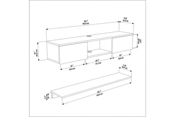 Sovric Veggmontert TV-benk 140 cm med Oppbevaring i Malt Tre - Beige Marmor - Møbler - TV- & Mediamøbler - TV benk & mediabenk
