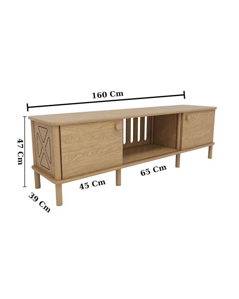Sunira TV-benk 160 cm med Oppbevaring i Eik - Brun - Møbler - TV- & Mediamøbler - TV benk & mediabenk