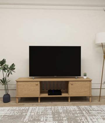 Sunira TV-benk 160 cm med Oppbevaring i Eik - Brun - Møbler - TV- & Mediamøbler - TV benk & mediabenk