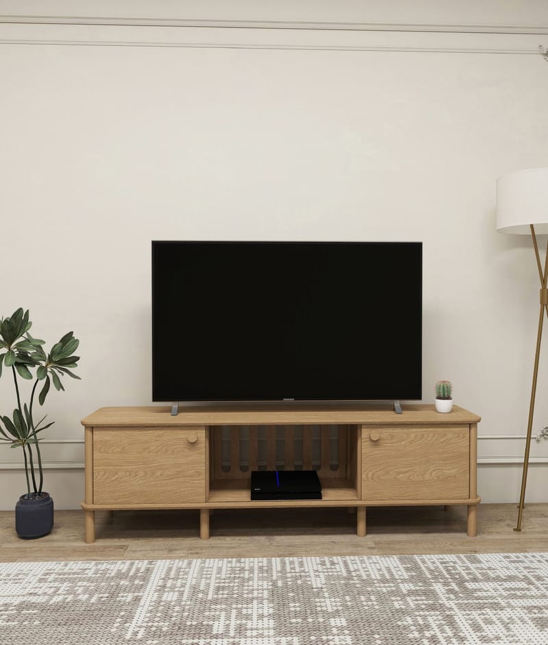 Sunira TV-benk 160 cm med Oppbevaring i Eik - Brun - Møbler - TV- & Mediamøbler - TV benk & mediabenk