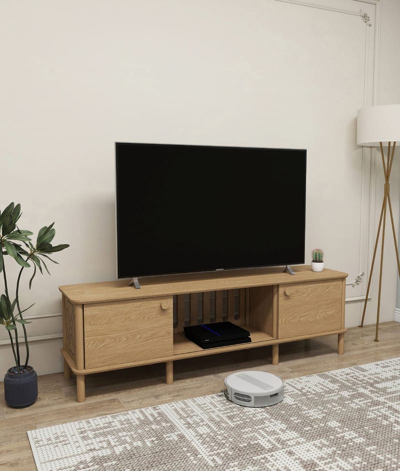 Sunira TV-benk 160 cm med Oppbevaring i Eik - Brun - Møbler - TV- & Mediamøbler - TV benk & mediabenk