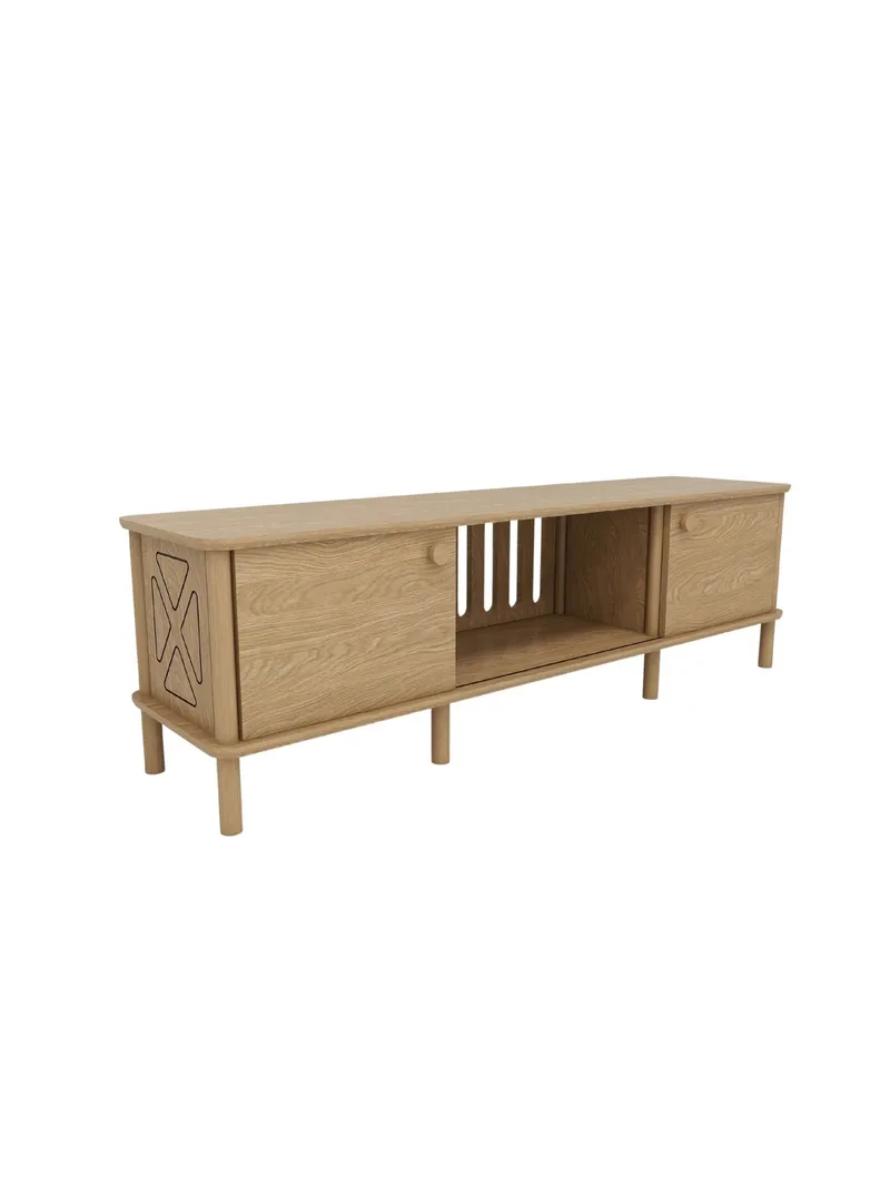 Sunira TV-benk 160 cm med Oppbevaring i Eik, Brun