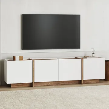 Sylvenn TV-benk 180 cm - Hvit og Atlantic Pine - Møbler - TV- & Mediamøbler - Mediestativ & veggfeste - TV-veggfeste