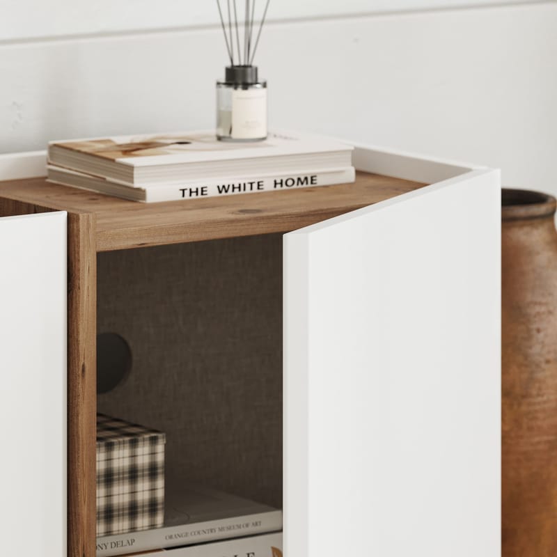 Sylvenn TV-benk 180 cm - Hvit og Atlantic Pine - Møbler - TV- & Mediamøbler - Mediestativ & veggfeste - TV-veggfeste